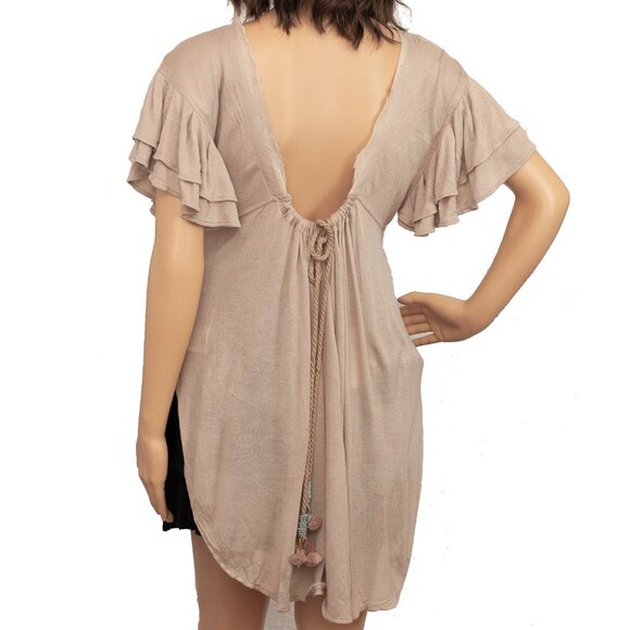 Free People Fiesta Sand Color Bohemian Style Small Tunic - Picture 3 of 8
